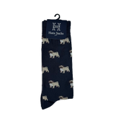 Perros Pugs fondo Azul Oscuro - Medias Hans Sachs