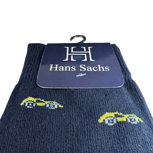 Carros Amarillos fondo Azul Oscuro - Medias Hans Sachs